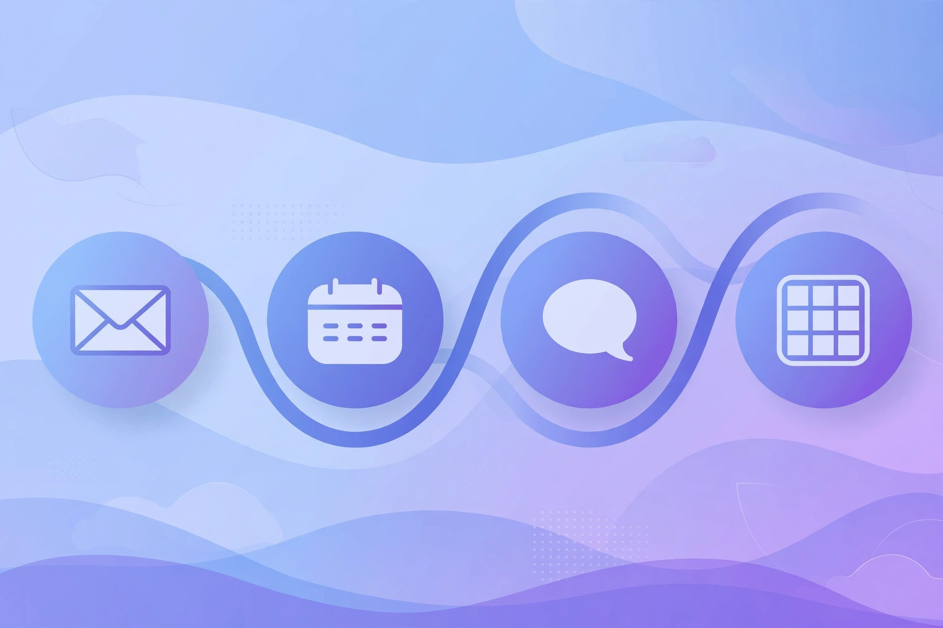 AI agent workflow visual showing connected app icons for email, calendar, and CRM