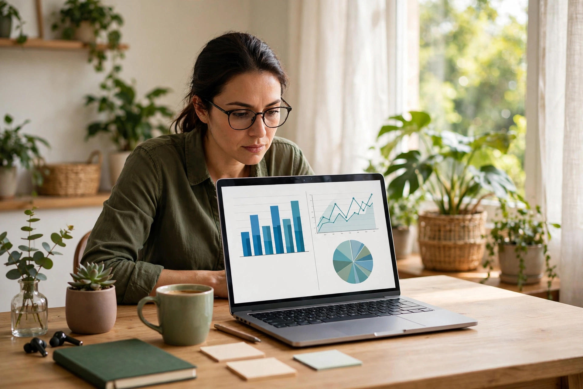 Marketer reviewing weekly AI ranking report on a laptop