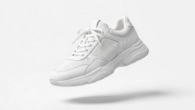 AI-enhanced product photo of sneakers on clean studio background