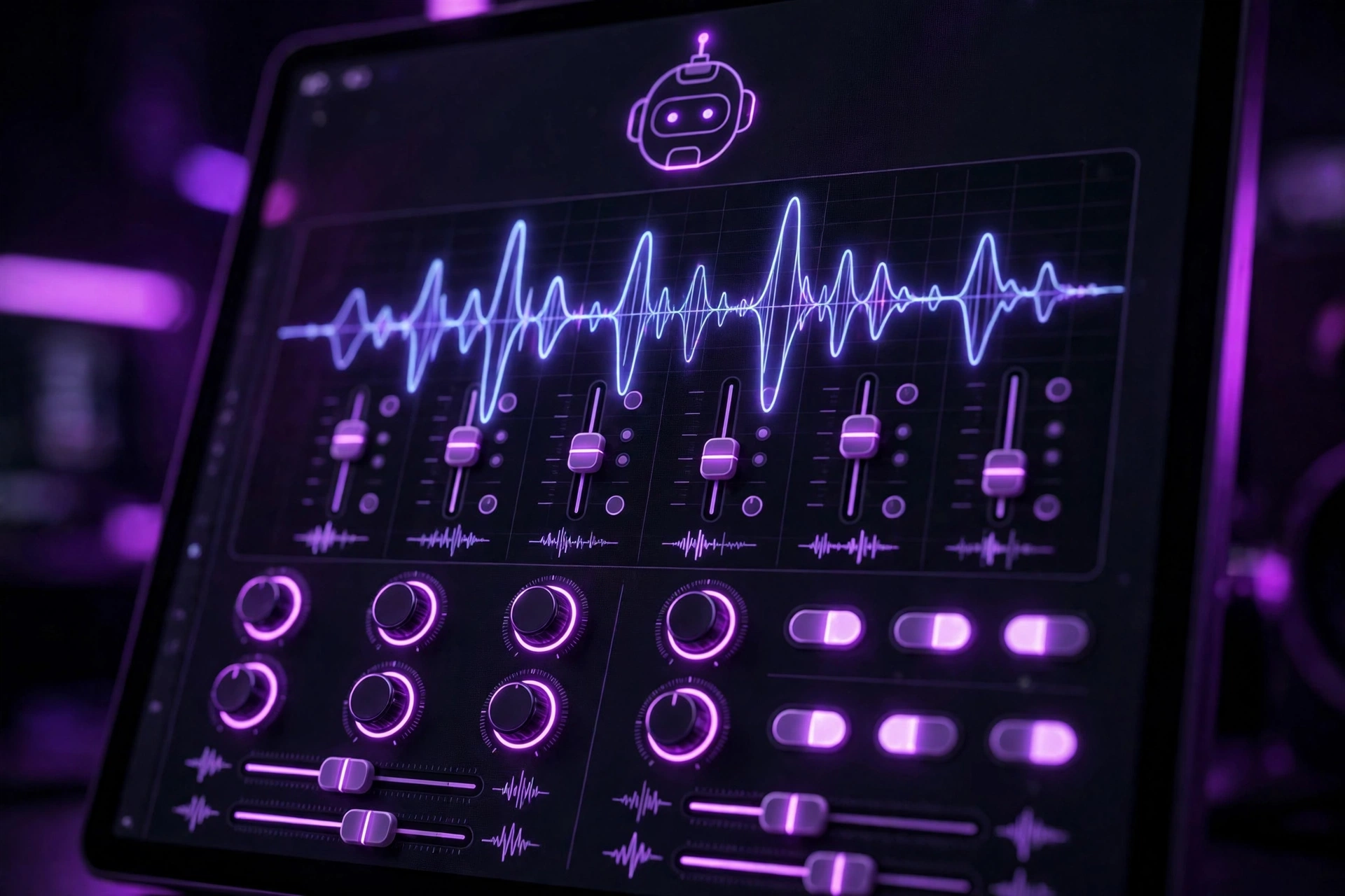 Audio waveform and voice effect controls on screen