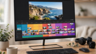 Video editing software timeline on a desktop monitor