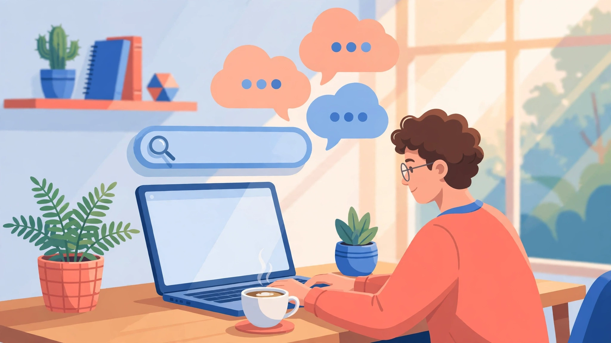 Person using AI chat and search tools on a laptop while researching the best AI tools