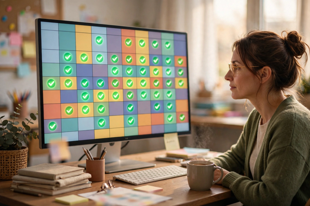 Teacher reviewing an AI-generated weekly class timetable