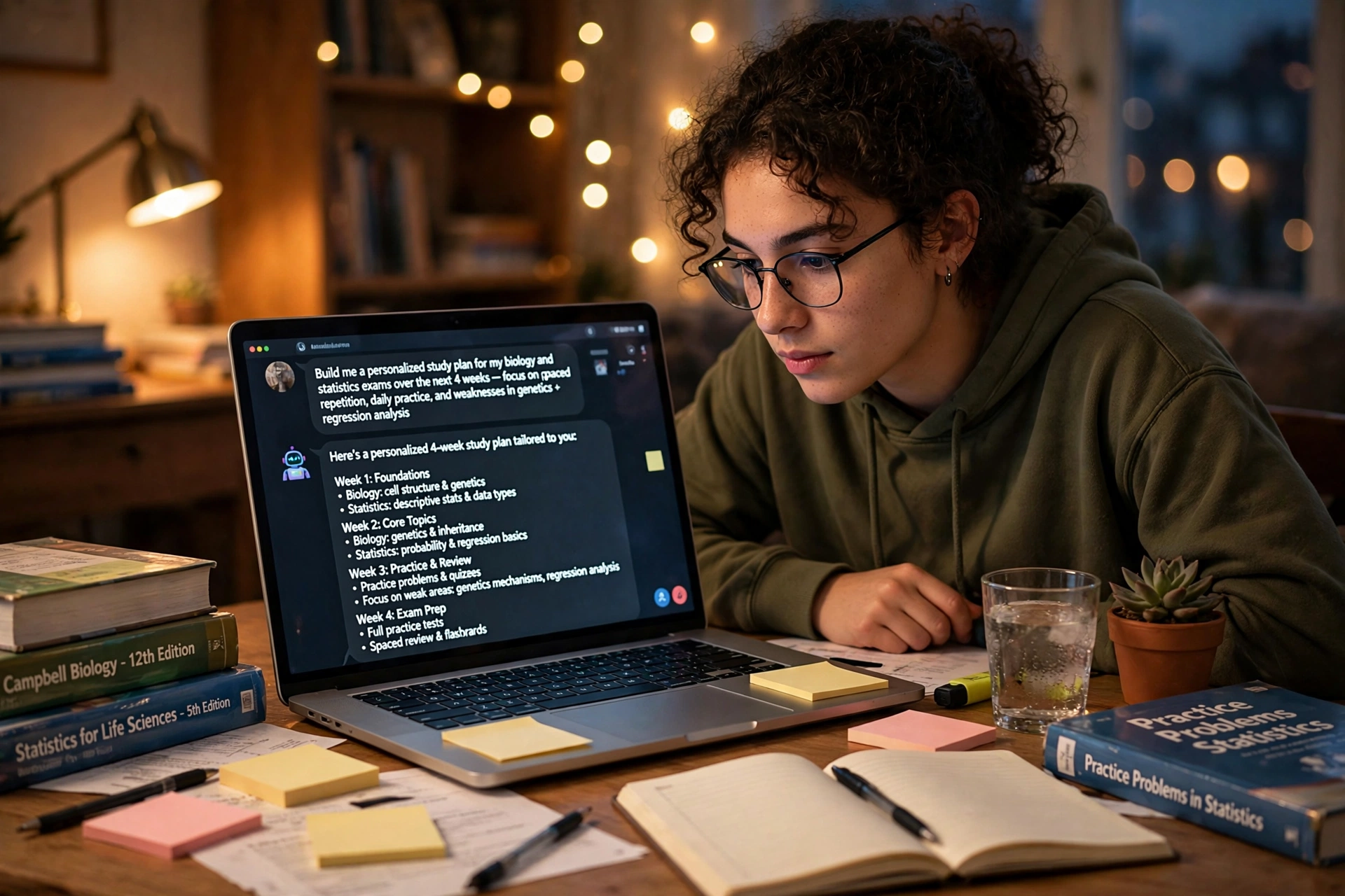 Student using AI chatbot to build a personalized study plan