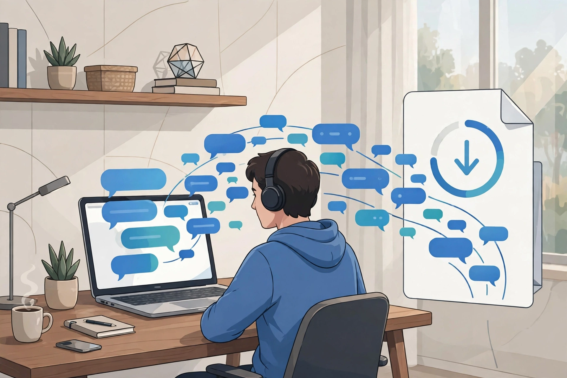Exporting AI chatbot chat history to a document file